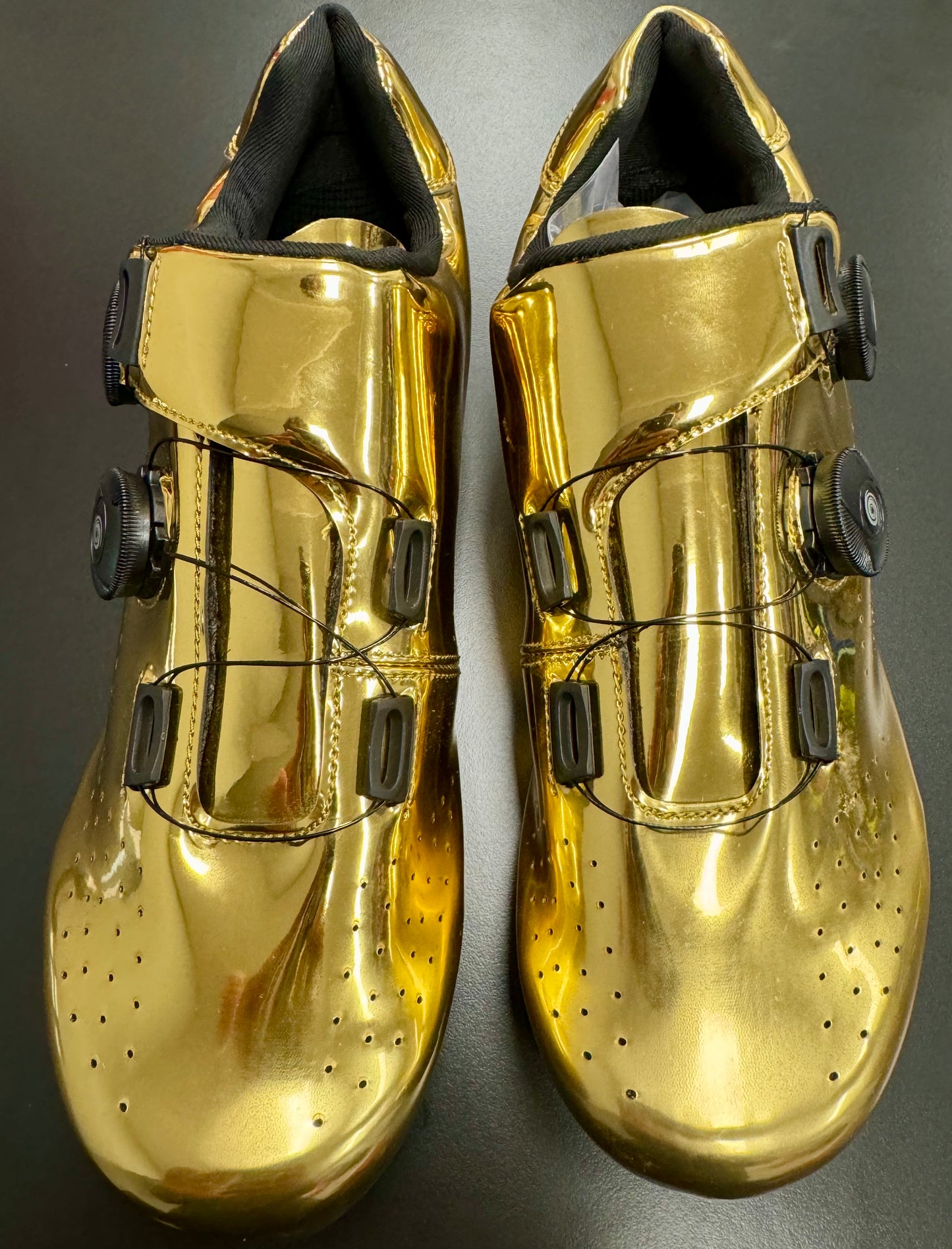 Gold bike shoes