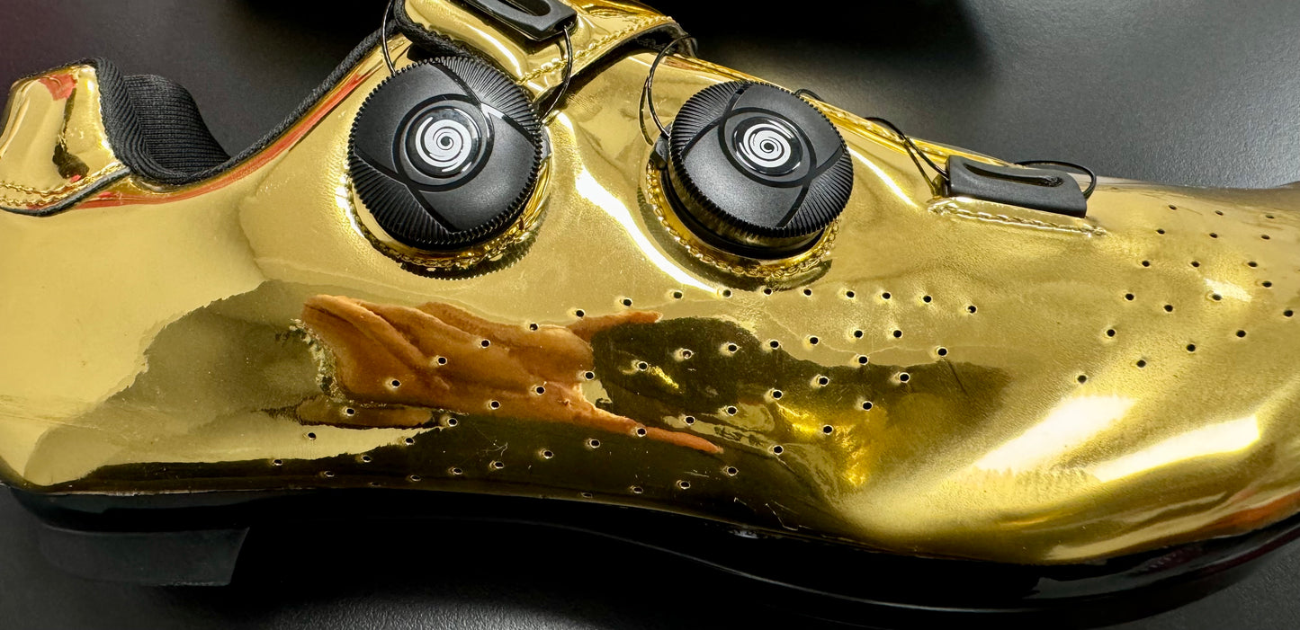 Gold bike shoes